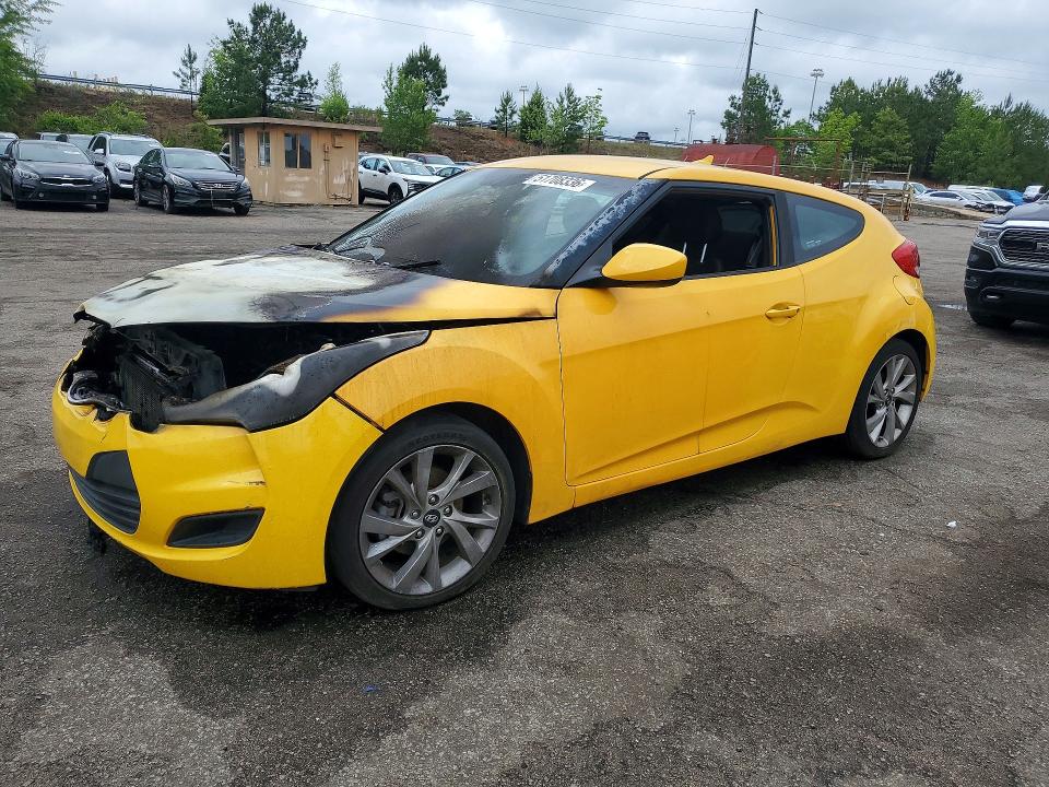 2016 Hyundai Veloster VIN KMHTC6ADXGU275334 COPART salvage auction — ENGINE BURN, Sc - Cert Of Title-Salvage Fire, sold $200 on 2026-07-31 (photo 1)