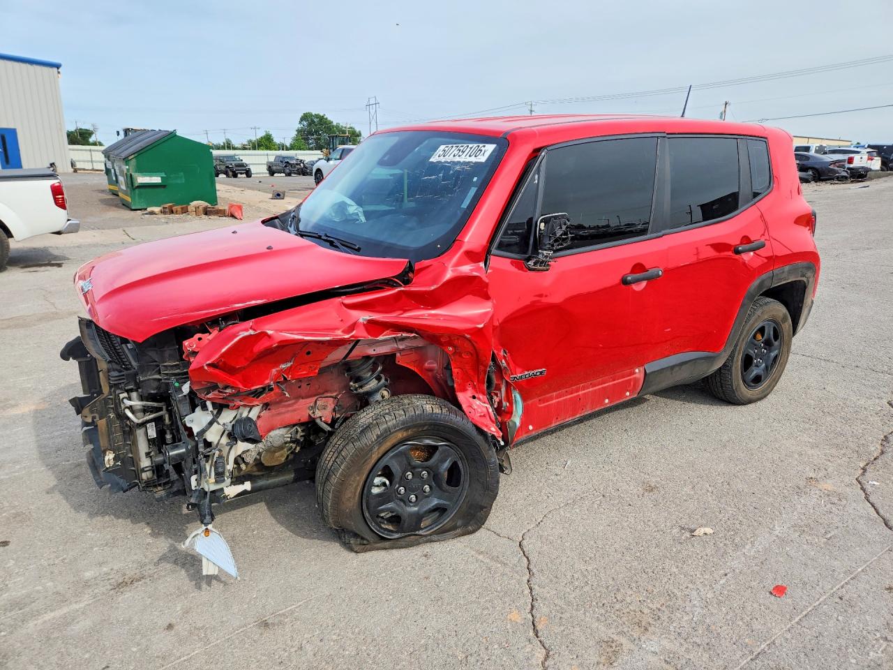 2021 Jeep Renegade VIN ZACNJDAB2MPN28100 COPART salvage auction — Front End, OK - CERT OF TITLE-SALVAGE, sold $550 on 2026-07-09 (photo 1)