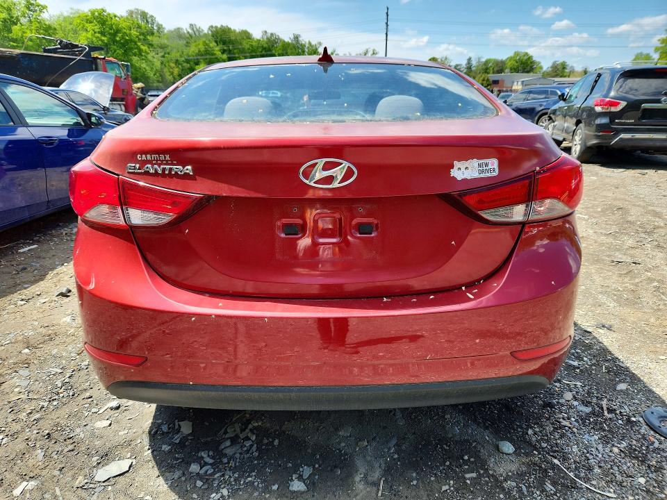 2016 Hyundai VIN 5NPDH4AE1GH750810 COPART salvage auction — VANDALISM, Md - Cert Of Salvage > 75% Damage, sold $825 on 2026-07-02 (photo 6)