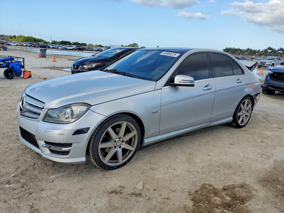 2012 Mercedes-benz C-klasse VIN WDDGF4HB1CR236222 COPART salvage auction — REAR END, Fl - Cert Of Title Slvg Rebuildable, sold $650 on 2026-08-03 (photo 1)