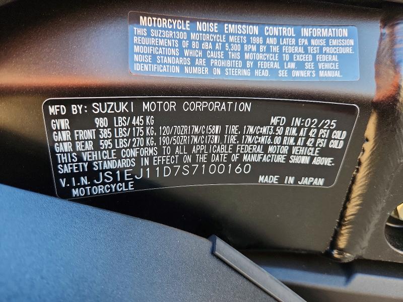 2025 Suzuki Gs VIN JS1EJ11D7S7100160 COPART salvage auction — ROLLOVER, Al - Cert Of Title-Salvage Title, sold $10,100 on 2026-07-29 (photo 9)