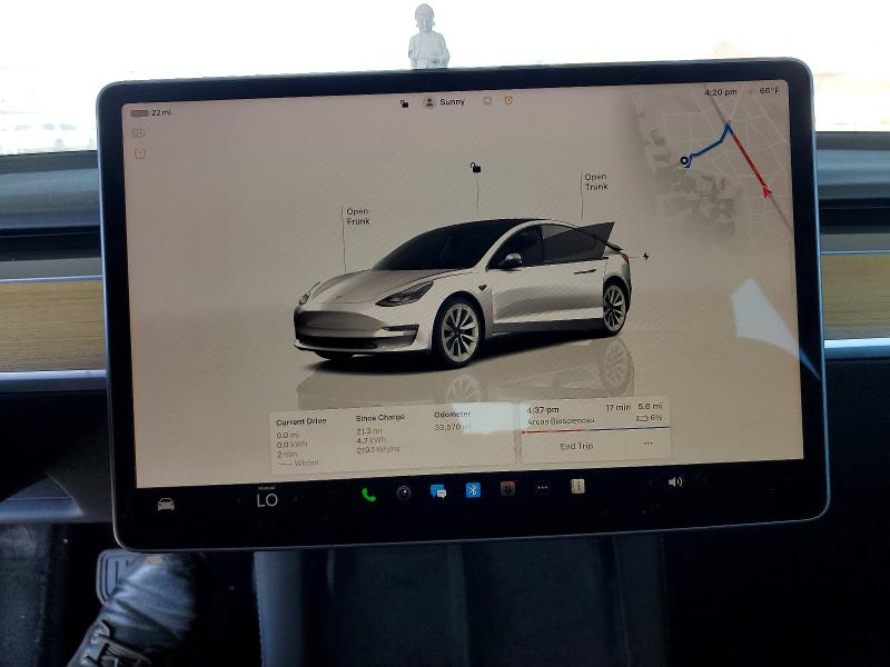 2023 Tesla Model 3 VIN 5YJ3E1EA8PF573648 COPART salvage auction — REAR END, Salvage Title, sold $8,700 on 2026-08-20 (photo 9)