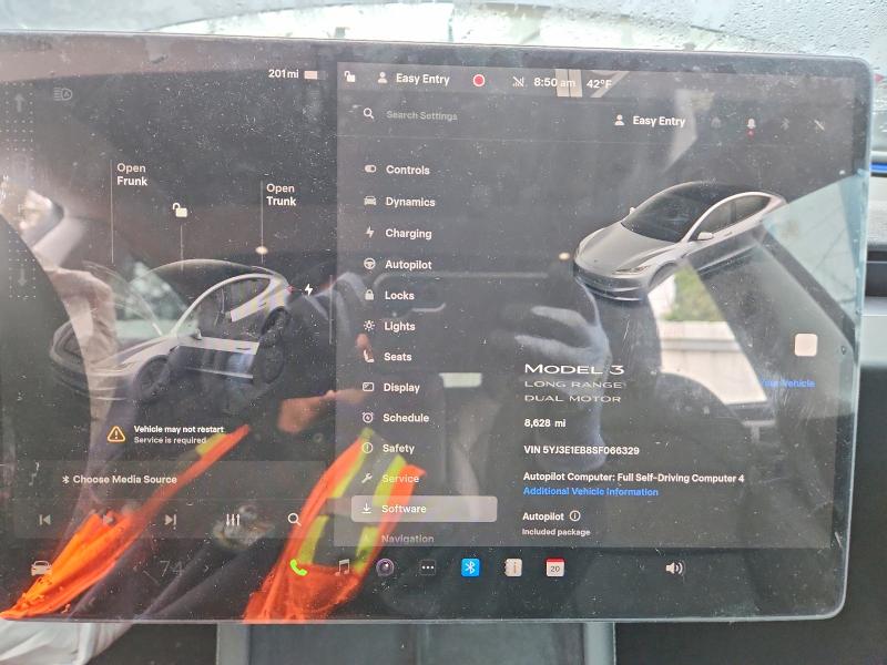 2025 Tesla Model 3 VIN 5YJ3E1EB8SF066329 COPART salvage auction — FRONT END, Nj - Cert Of Title-Salvage, sold $14,200 on 2026-07-15 (photo 9)