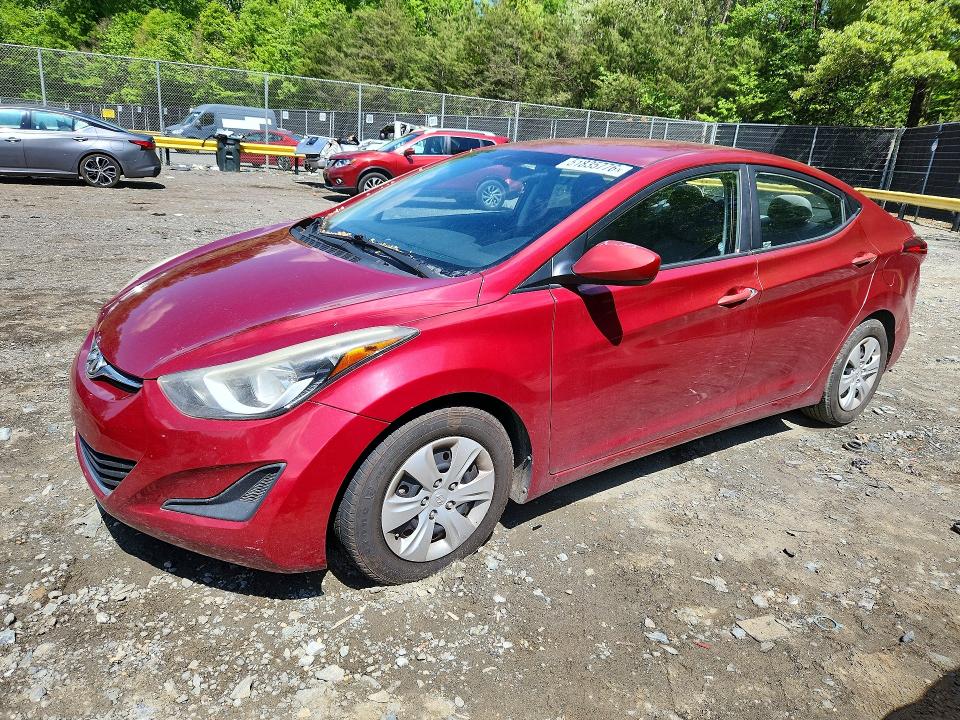 2016 Hyundai VIN 5NPDH4AE1GH750810 COPART salvage auction — VANDALISM, Md - Cert Of Salvage > 75% Damage, sold $825 on 2026-07-02 (photo 1)