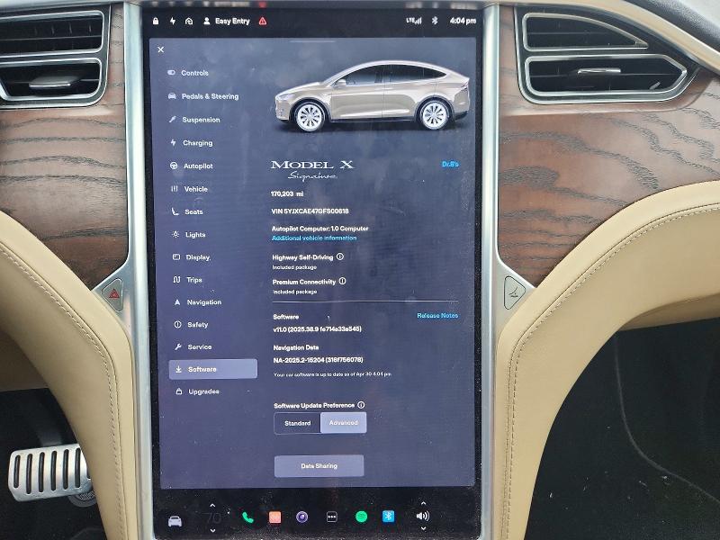 2016 Tesla Model x VIN 5YJXCAE47GFS00618 COPART salvage auction — NORMAL WEAR, Tx - Certificate Of Title, sold $8,800 on 2026-07-02 (photo 9)