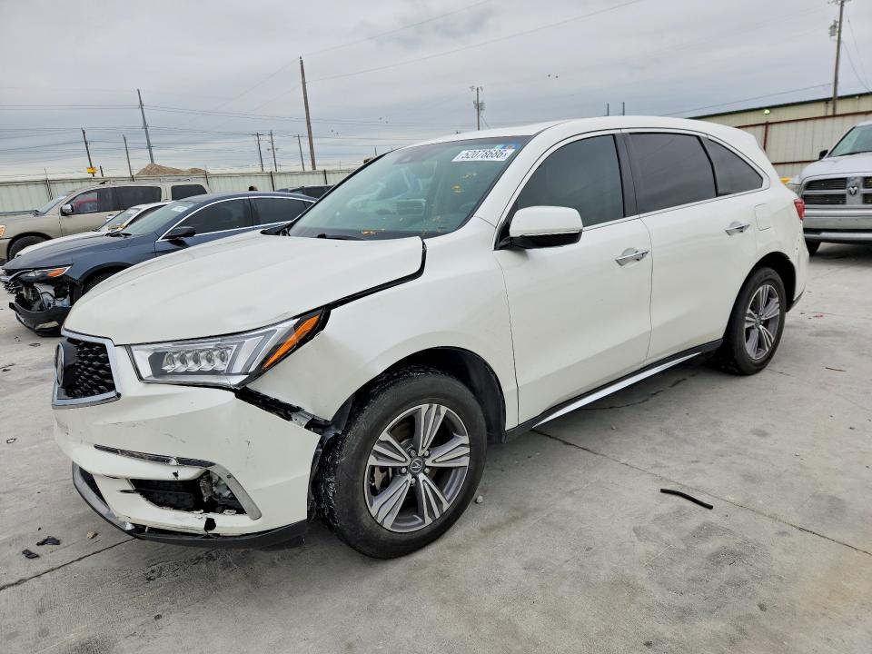 2019 Acura Mdx VIN 5J8YD3H33KL009740 COPART salvage auction — FRONT END, Tx - Salvage Vehicle Title, sold $7,800 on 2026-07-02 (photo 1)
