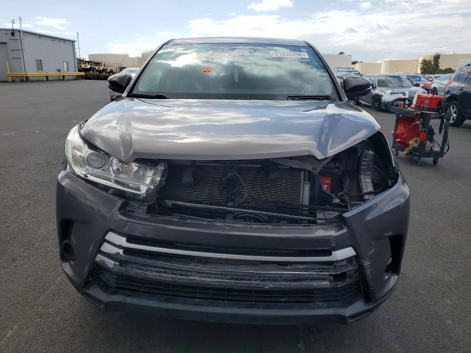 2018 Toyota Highlander VIN 5TDZARFHXJS036430 COPART salvage auction — FRONT END, Ca - Salvage Certificate, sold $6,100 on 2026-07-08 (photo 5)