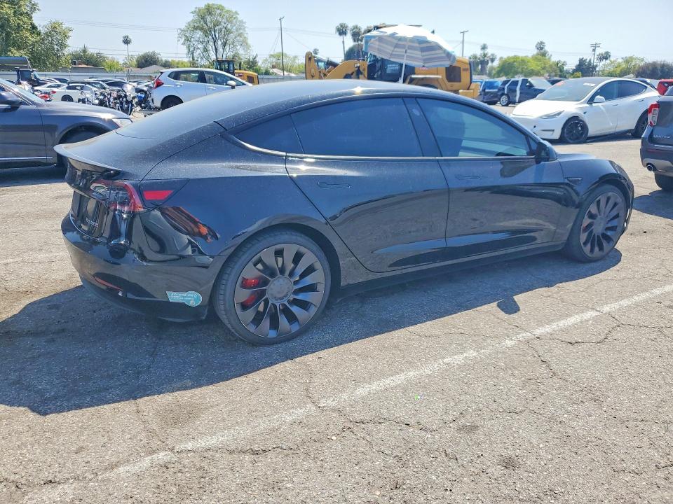 2023 Tesla Model 3 VIN 5YJ3E1EC2PF693821 COPART salvage auction — SIDE, CA - SALVAGE CERTIFICATE, sold $11,800 on 2026-07-31 (photo 3)