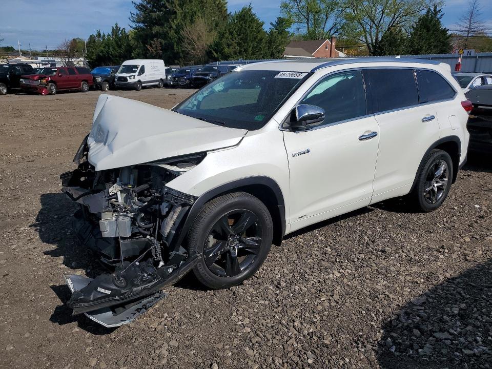 2019 Toyota Highlander hybrid VIN 5TDDGRFH4KS075752 COPART salvage auction — FRONT END, Md - Cert Of Salvage > 75% Damage, sold $3,850 on 2026-07-13 (photo 1)