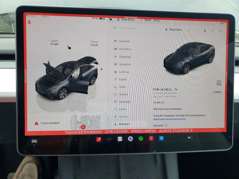2023 Tesla Model y VIN 7SAYGDEE1PA198593 COPART salvage auction — REAR END, Ca - Salvage Certificate, sold $13,100 on 2026-07-09 (photo 9)