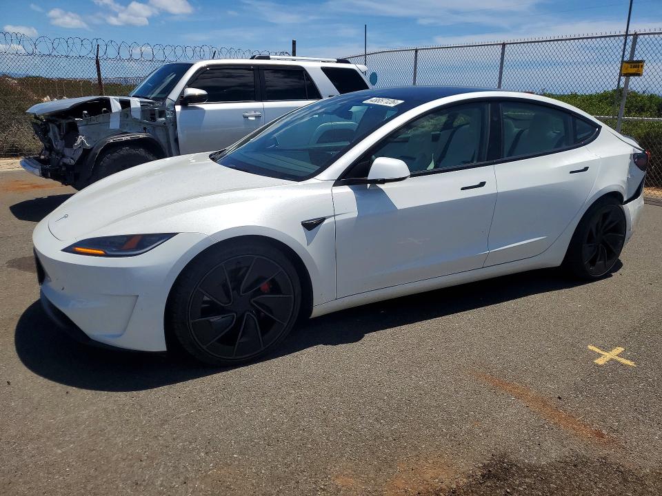 2024 Tesla Model 3 VIN 5YJ3E1ET7RF773909 COPART salvage auction — REAR END, Hi - Certificate Of Salvage, sold $8,700 on 2026-08-24 (photo 1)