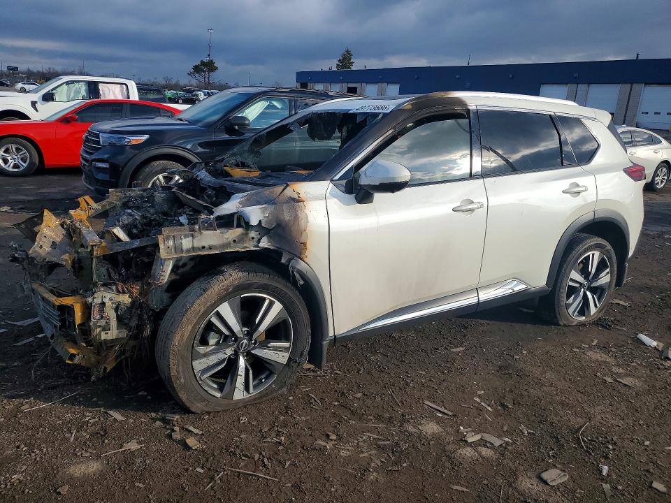 2023 Nissan Rogue VIN JN8BT3DD5PW321851 COPART salvage auction — ENGINE BURN, Mi - Cert Of Title-Salvage Vehicle, sold $1,800 on 2026-07-14 (photo 1)