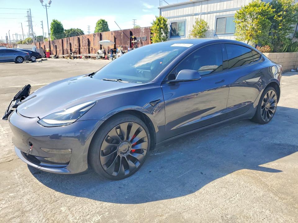 2023 Tesla Model 3 VIN 5YJ3E1EC2PF398914 COPART salvage auction — FRONT END, Ca - Salvage Certificate, sold $10,500 on 2026-07-31 (photo 1)