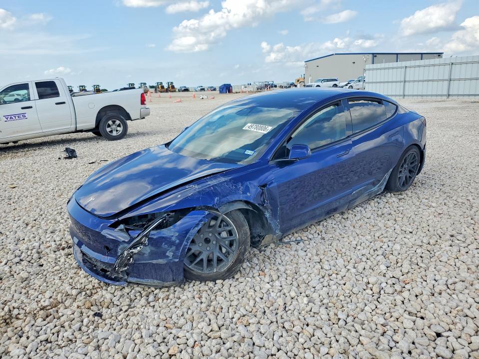 2025 Tesla Model 3 VIN 5YJ3E1EA5SF009920 COPART salvage auction — FRONT END, Tx - Salvage Vehicle Title, sold $9,400 on 2026-07-02 (photo 1)
