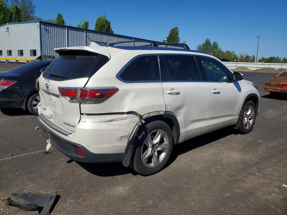 2015 Toyota Highlander VIN 5TDDKRFH1FS189695 COPART salvage auction — REAR END, Or - Salvage Title Certificate, sold $350 on 2026-07-29 (photo 3)