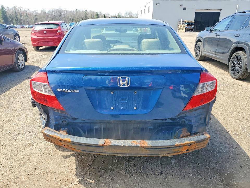 2012 Honda VIN 2HGFB2F41CH029664 COPART salvage auction — REAR END, On - Permit Salvage, sold $950 on 2026-07-02 (photo 6)