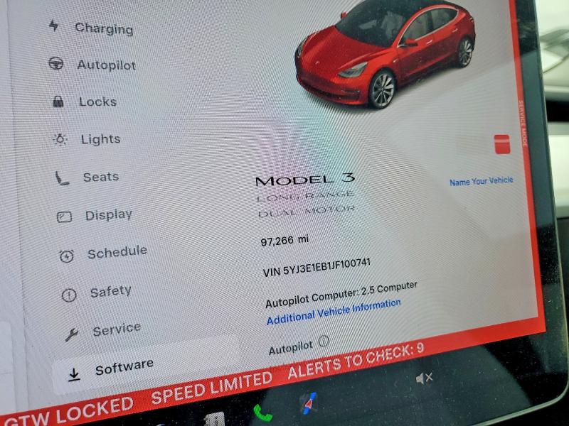 2018 Tesla Model 3 VIN 5YJ3E1EB1JF100741 COPART salvage auction — REAR END, PA, sold $2,000 on 2026-07-24 (photo 9)
