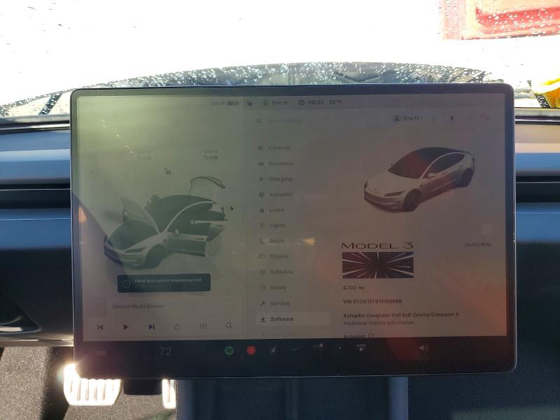2026 Tesla Model 3 VIN 5YJ3E1ET9TF133868 COPART salvage auction — FRONT END, Ca - Salvage Certificate, sold $14,800 on 2026-07-24 (photo 9)