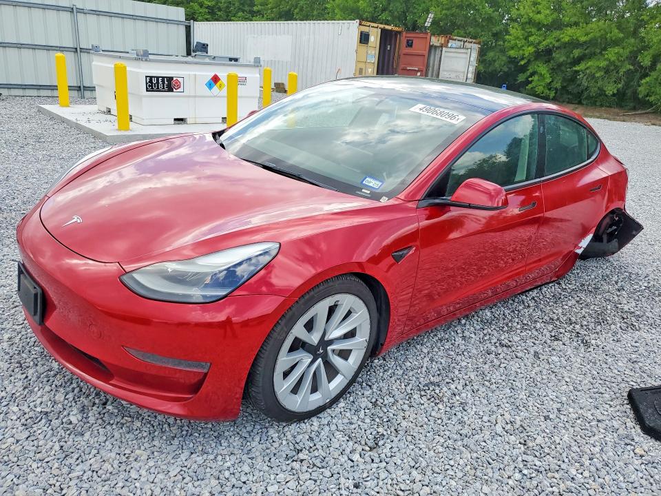 2022 Tesla Model 3 VIN 5YJ3E1EA5NF187749 COPART salvage auction — REAR END, Tx - Salvage Vehicle Title, sold $5,700 on 2026-07-13 (photo 1)