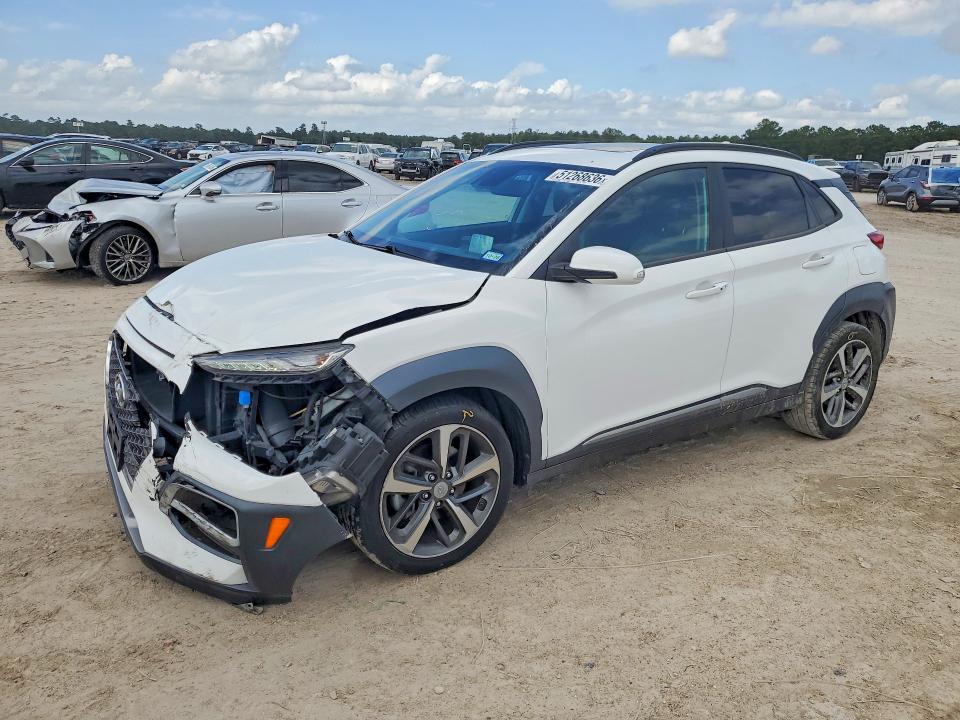 2021 Hyundai Kona VIN KM8K5CA53MU734230 COPART salvage auction — FRONT END, Tx - Salvage Vehicle Title, sold $200 on 2026-07-21 (photo 1)