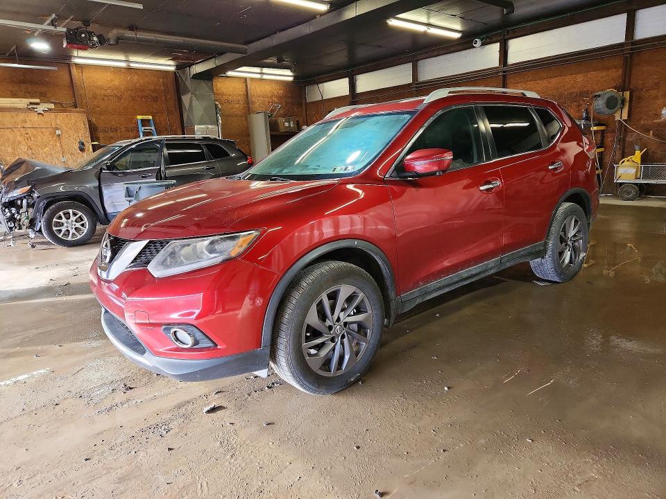2016 Nissan Rogue VIN 5N1AT2MVXGC833659 COPART salvage auction — FRONT END, Pa - Certificate Of Salvage, sold $1,550 on 2026-07-02 (photo 1)