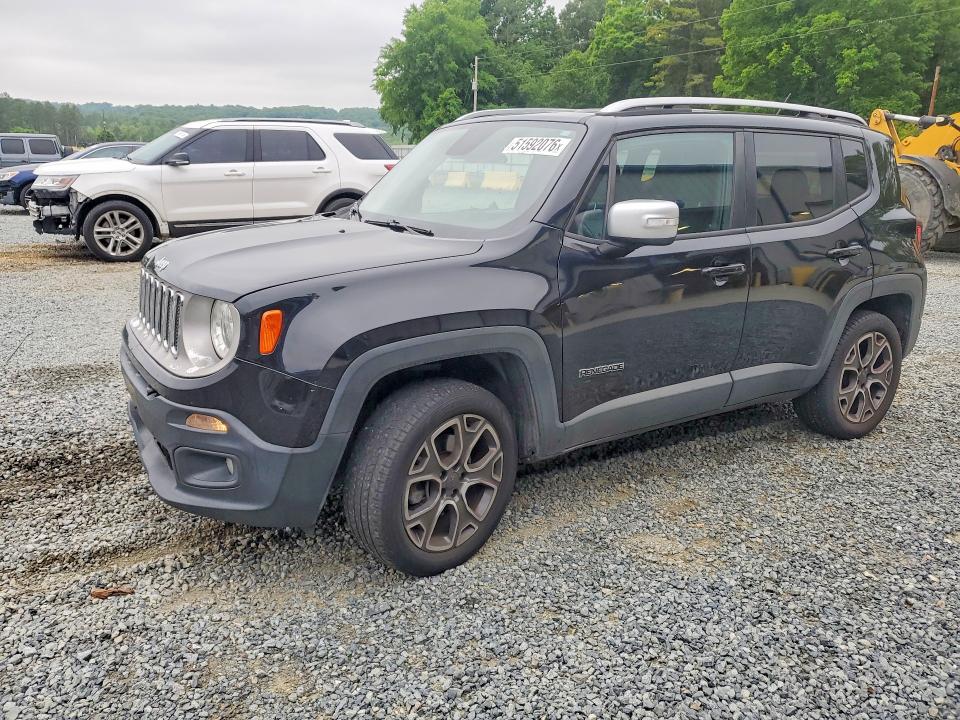 2016 Jeep Renegade VIN ZACCJBDT7GPD52264 COPART salvage auction — FRONT END, Nc - Salvage Certificate Of Title, sold $1,750 on 2026-08-06 (photo 1)