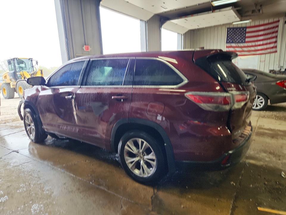 2014 Toyota Highlander VIN 5TDBKRFH8ES031585 COPART salvage auction — FRONT END, Wv - Certificate Of Title, sold $250 on 2026-07-07 (photo 2)