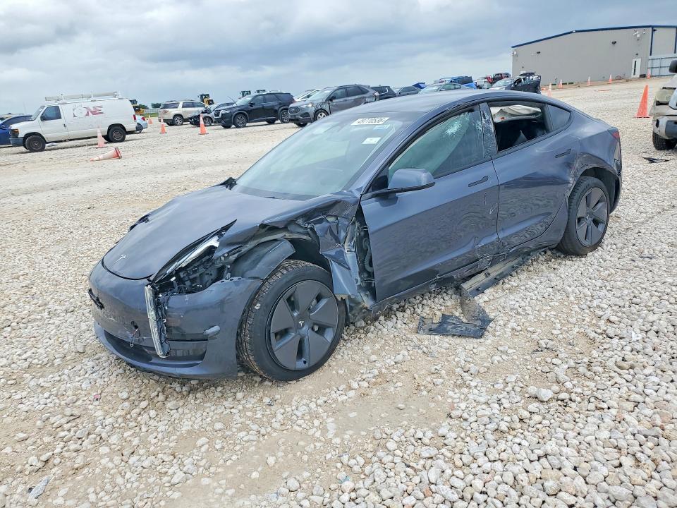 2023 Tesla Model 3 VIN 5YJ3E1EA4PF695178 COPART salvage auction — SIDE, TX - SALVAGE VEHICLE TITLE, sold $3,450 on 2026-07-02 (photo 1)