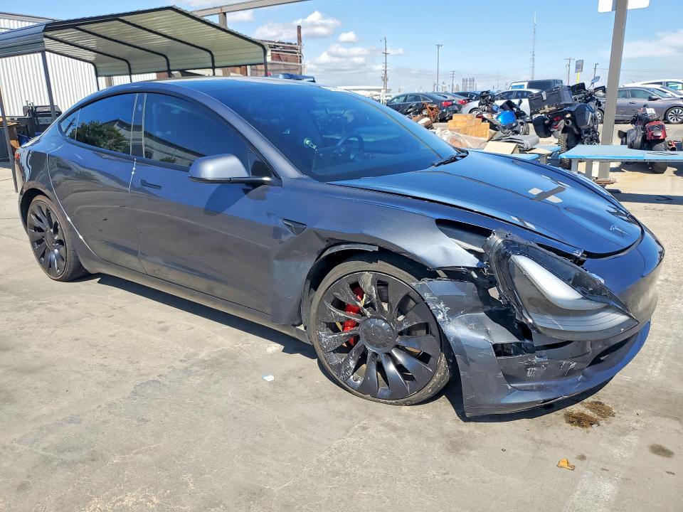 2023 Tesla Model 3 VIN 5YJ3E1EC2PF398914 COPART salvage auction — FRONT END, Ca - Salvage Certificate, sold $10,500 on 2026-07-31 (photo 4)