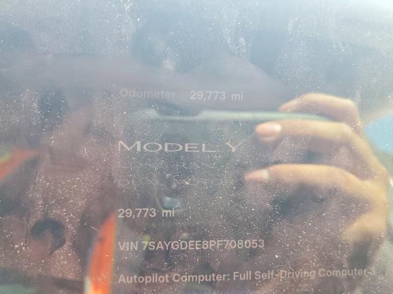 2023 Tesla Model y VIN 7SAYGDEE8PF708053 COPART salvage auction — FRONT END, Ga - Cert Of Title-Salvage, sold $8,000 on 2026-07-15 (photo 9)