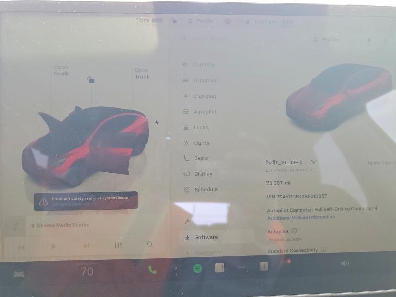 2024 Tesla Model y VIN 7SAYGDED2RF210957 COPART salvage auction — FRONT END, Ca - Salvage Certificate, sold $6,700 on 2026-07-27 (photo 9)