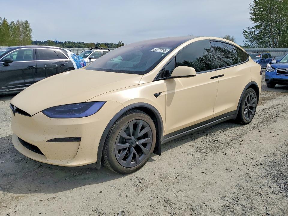 2023 Tesla Model x VIN 7SAXCBE51PF403490 COPART salvage auction — SIDE, Salvage Title, sold $15,300 on 2026-07-27 (photo 1)