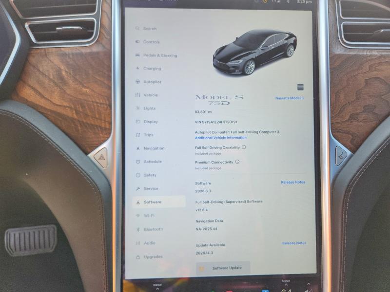 2017 Tesla Model s VIN 5YJSA1E24HF193191 COPART salvage auction — FRONT END, Ca - Salvage Certificate, sold $7,800 on 2026-07-17 (photo 9)