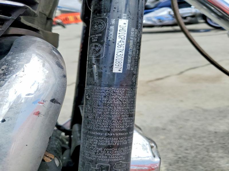 2007 Harley-davidson Fxdwg VIN 1HD1GP4367K301897 COPART salvage auction — MINOR DENT/SCRATCHES, Ca - Salvage Certificate, sold $1,400 on 2026-07-02 (photo 9)