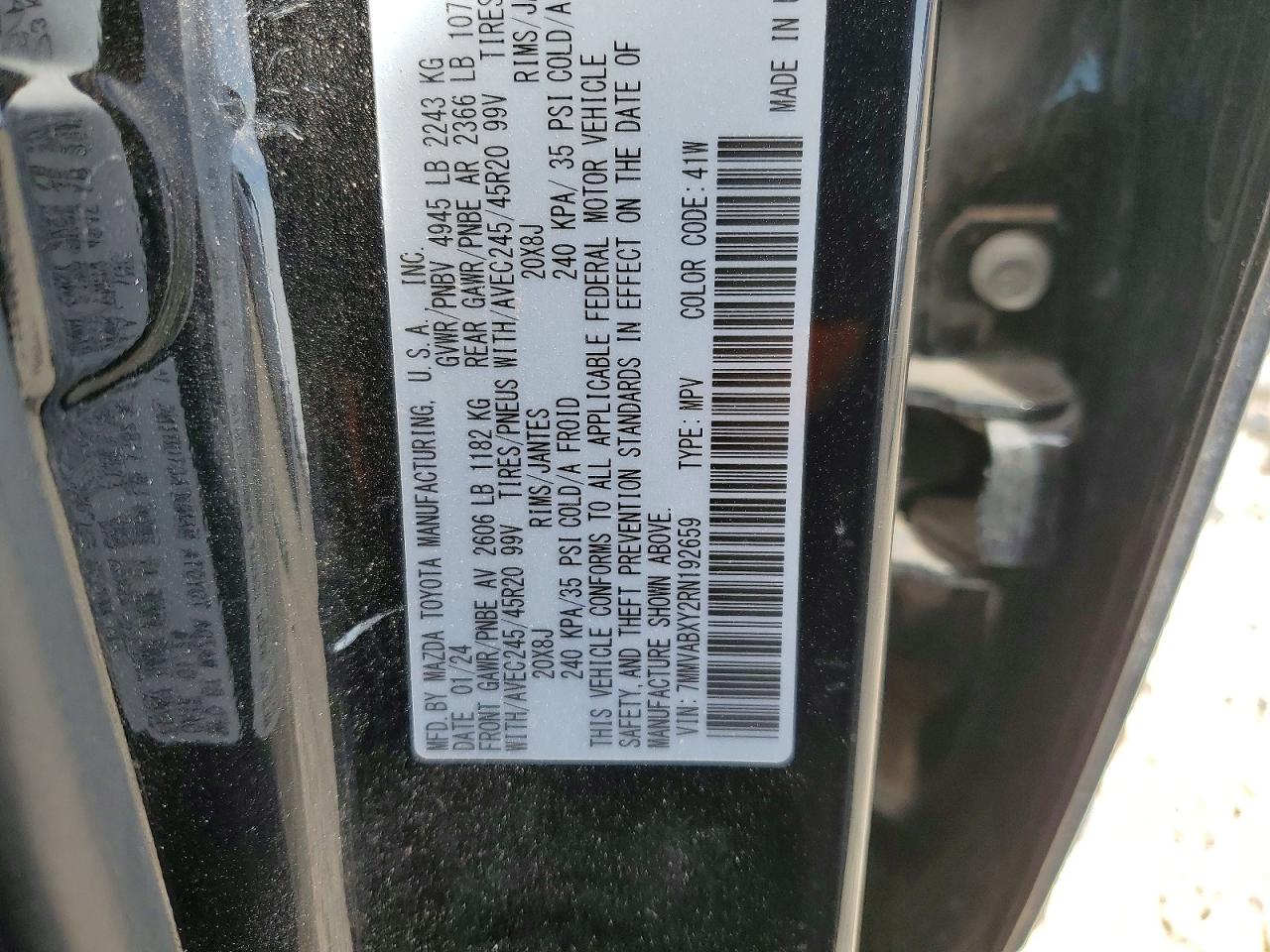 2024 Mazda VIN 7MMVABXY2RN192659 COPART salvage auction — FRONT END, Tx - Salvage Vehicle Title, sold $3,600 on 2026-07-17 (photo 6)