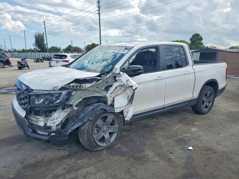2024 Honda Ridgeline VIN 5FPYK3F69RB030937 COPART salvage auction — FRONT END, Fl - Cert Of Title Slvg Rebuildable, sold $10,600 on 2026-07-29 (photo 1)