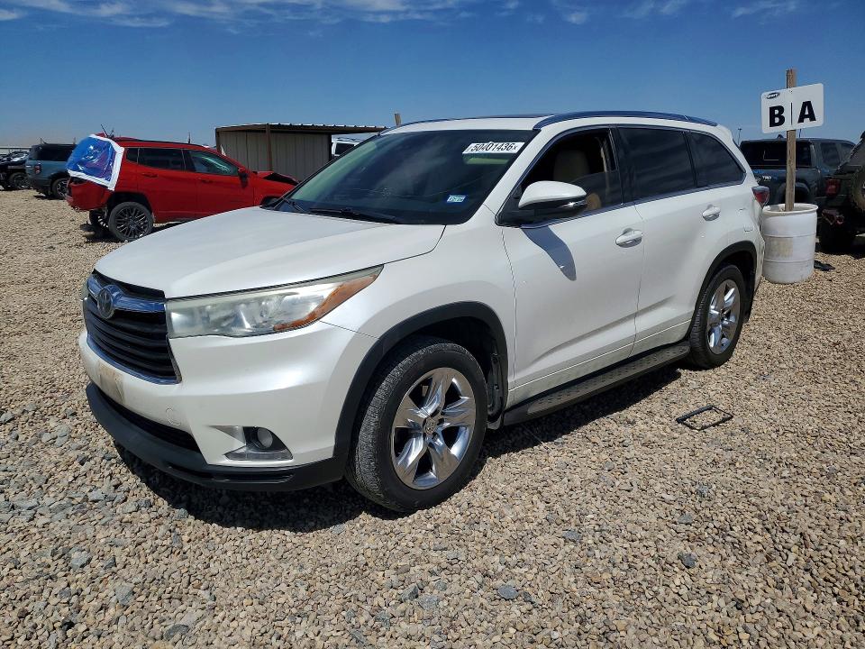 2015 Toyota Highlander VIN 5TDDKRFH8FS208453 COPART salvage auction — HAIL, Tx - Certificate Of Title, sold $7,800 on 2026-07-14 (photo 1)