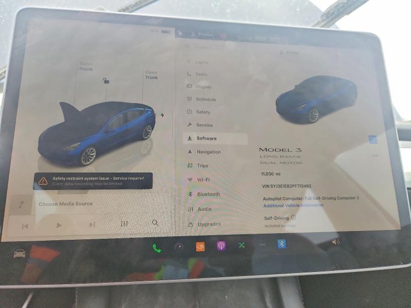 2023 Tesla Model 3 VIN 5YJ3E1EB2PF713492 COPART salvage auction — SIDE, Tx - Salvage Vehicle Title, sold $5,900 on 2026-07-06 (photo 9)