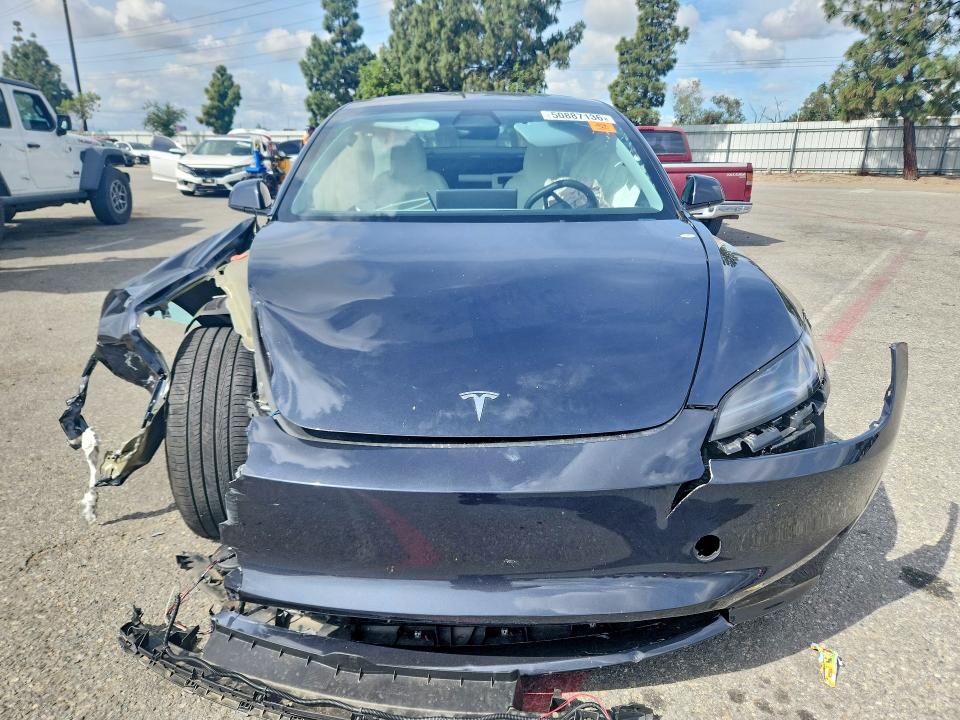 2024 Tesla Model 3 VIN 5YJ3E1EA5RF869231 COPART salvage auction — FRONT END, Ca - Salvage Certificate, sold $7,200 on 2026-07-09 (photo 5)