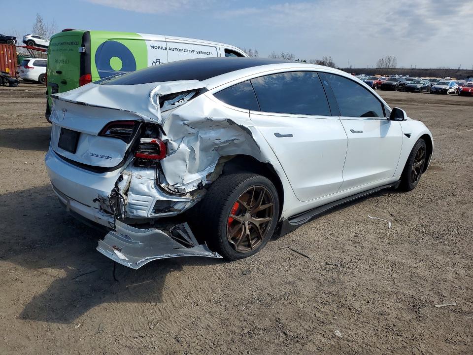 2020 Tesla Model 3 VIN 5YJ3E1EC5LF643618 COPART salvage auction — REAR END, ON - PERMIT SALVAGE, sold $4,400 on 2026-07-28 (photo 3)