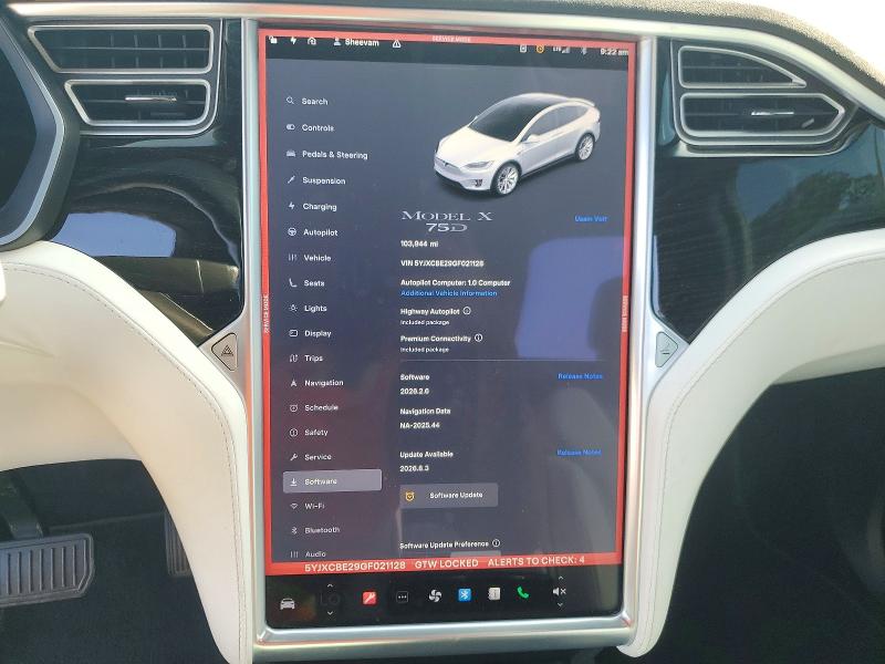 2016 Tesla Model x VIN 5YJXCBE29GF021128 COPART salvage auction — FRONT END, Nc - Salvage Certificate Of Title, sold $200 on 2026-07-29 (photo 9)