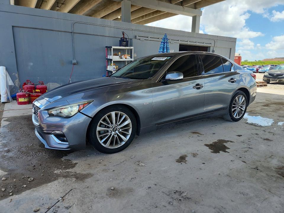 2021 Infiniti Q50 VIN JN1EV7BR1MM754179 COPART salvage auction — SIDE, Fl - Cert Of Title Slvg Rebuildable, sold $3,150 on 2026-08-01 (photo 1)