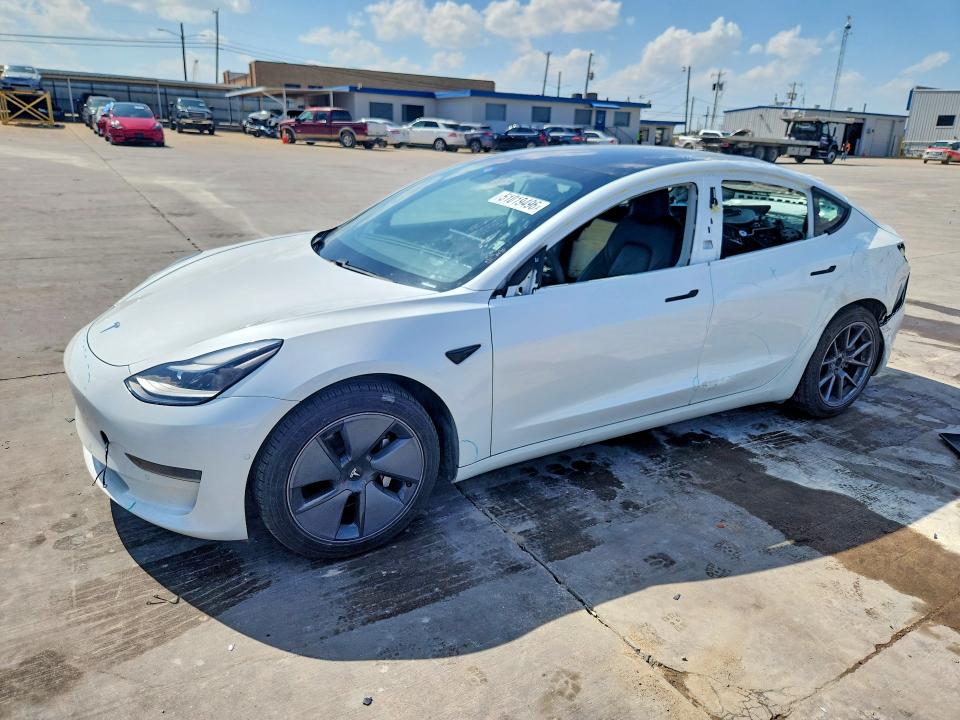 2021 Tesla Model 3 VIN 5YJ3E1EA5MF053693 COPART salvage auction — SIDE, Tx - Salvage Vehicle Title, sold $6,500 on 2026-07-09 (photo 1)