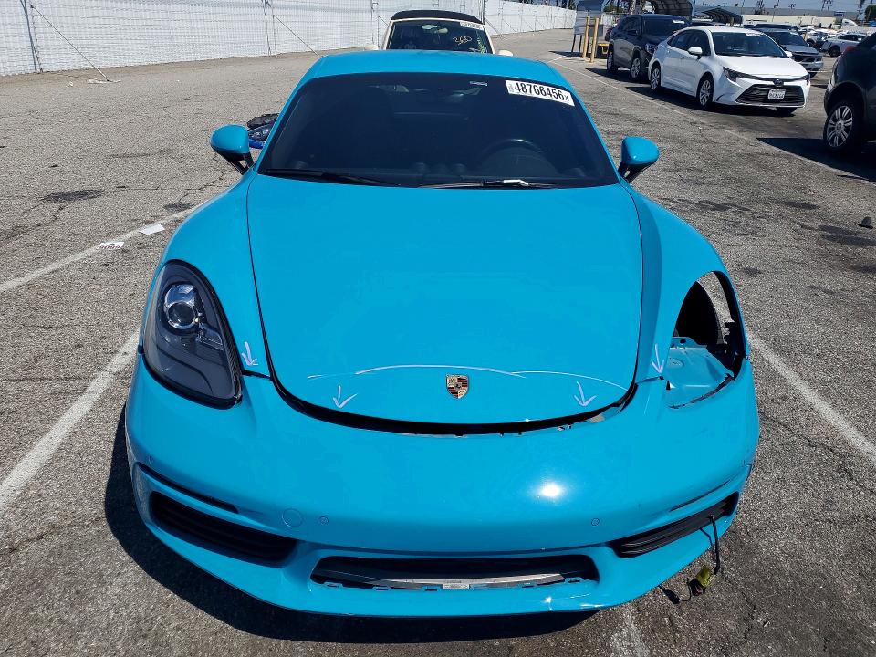 2018 Porsche Cayman VIN WP0AB2A85JK278655 COPART salvage auction — FRONT END, Ca - Salvage Certificate, sold $34,500 on 2026-09-17 (photo 5)