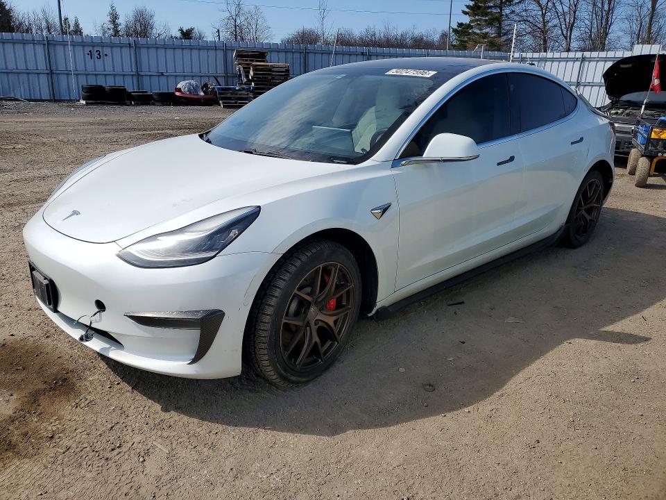 2020 Tesla Model 3 VIN 5YJ3E1EC5LF643618 COPART salvage auction — REAR END, ON - PERMIT SALVAGE, sold $4,400 on 2026-07-28 (photo 1)