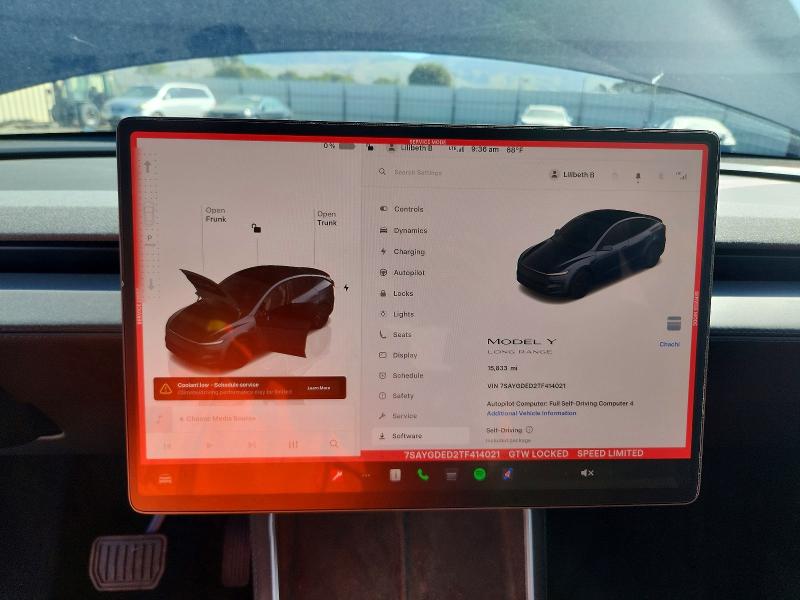 2026 Tesla Model y VIN 7SAYGDED2TF414021 COPART salvage auction — REAR END, Ca - Salvage Certificate, sold $16,300 on 2026-07-07 (photo 9)