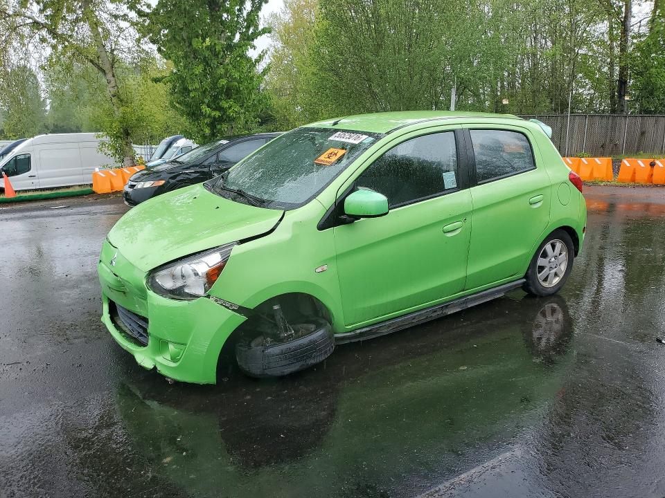 2014 Mitsubishi Mirage VIN ML32A4HJ9EH007082 COPART salvage auction — FRONT END, Or - Lien Papers Salvage, sold $500 on 2026-07-13 (photo 1)