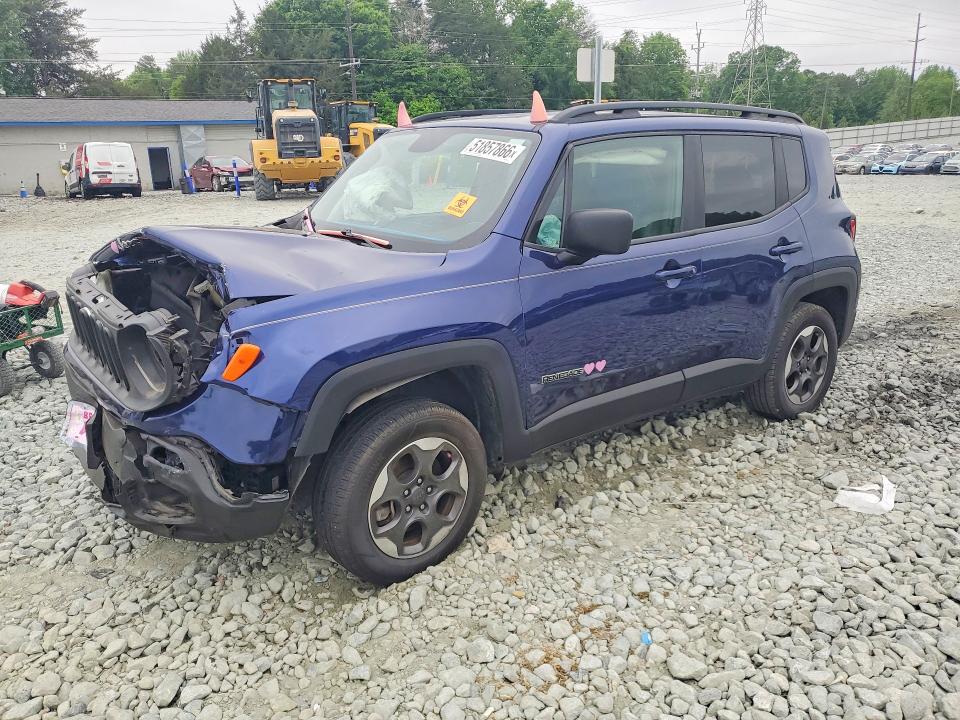 2018 Jeep Renegade VIN ZACCJBAB8JPH49338 COPART salvage auction — FRONT END, Nc - Salvage Certificate Of Title, sold $525 on 2026-08-12 (photo 1)
