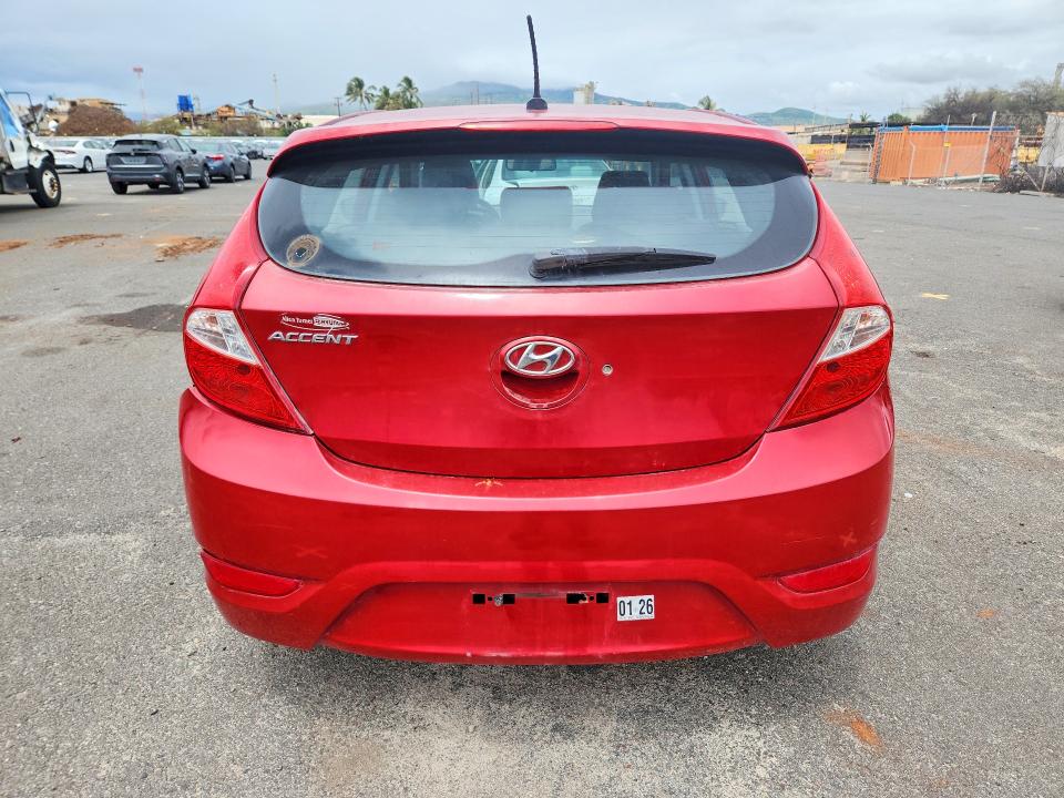 2013 Hyundai Accent VIN KMHCU5AE3DU078596 COPART salvage auction — REAR END, Hi - Certificate Of Salvage, sold $25 on 2026-07-27 (photo 6)