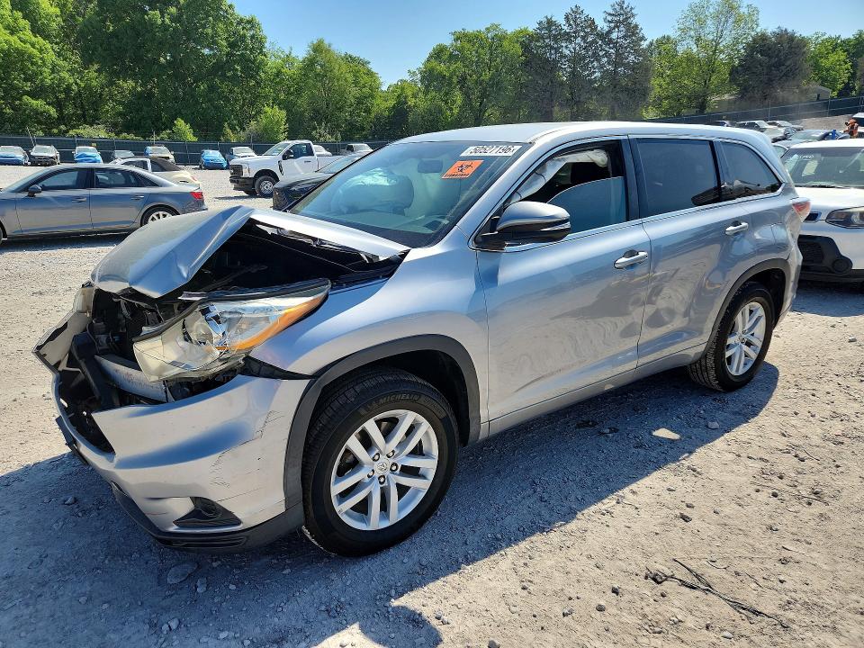 2014 Toyota Highlander VIN 5TDZARFH7ES008283 COPART salvage auction — FRONT END, Id - Salvage Certificate Of Title, sold $175 on 2026-07-09 (photo 1)